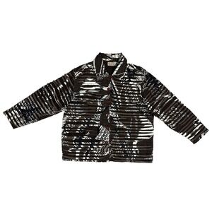 Life Style Woman Brown Black White Abstract Layers‎ Button Up Jacket Sz 1X